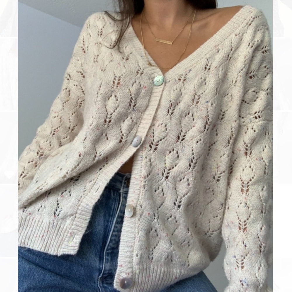 multi-colored knit cardigan sweater